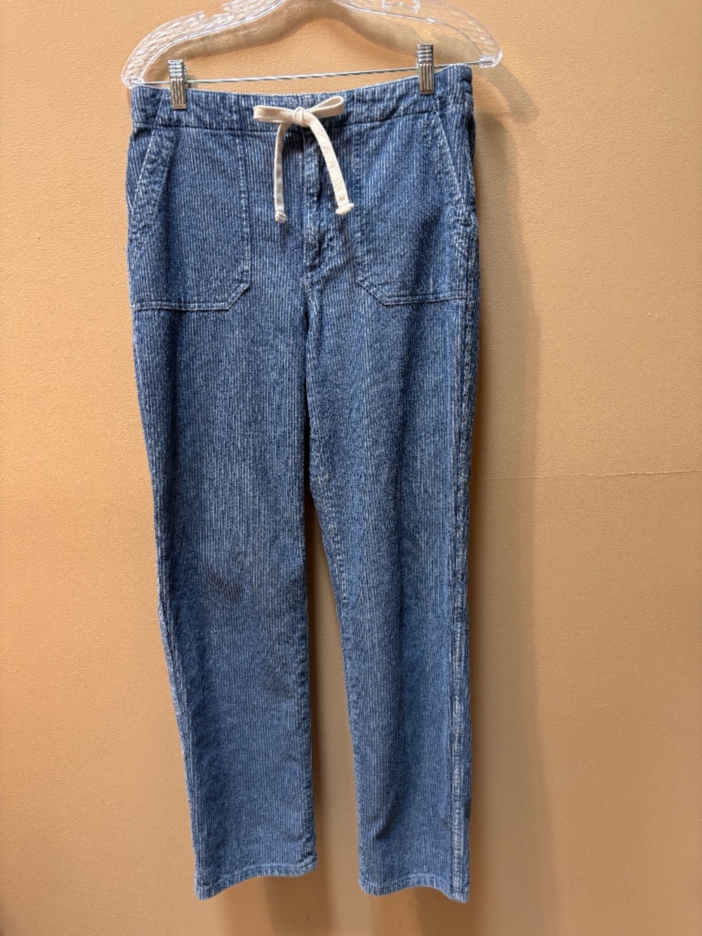 J. Crew Tie-Waist Camp Pant Straight Leg Indigo-Dyed Corduroy Size S